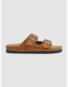 Pepe Jeans London Papuci de piele ecologica cu logo discret - Maro scortisoara