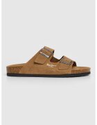 Pepe Jeans London Papuci de piele intoarsa cu catarame metalice - Maro deschis