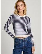 Pepe Jeans London Pulover cu decolteu la baza gatului si dungi - Alb/Bleumarin