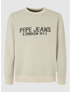 Pepe Jeans London Pulover cu decolteu la baza gatului si logo - Crem
