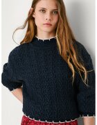Pepe Jeans London Pulover cu model torsade - Albastru ultramarin