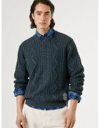 Pepe Jeans London Pulover cu torsade - Albastru petrol