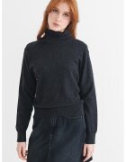 Pepe Jeans London Pulover din amestec de lana si casmir - cu guler inalt - Gri inchis melange