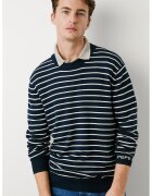 Pepe Jeans London Pulover regular fit cu dungi - Alb/Bleumarin
