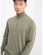 Pepe Jeans London Pulover regular fit uni cu guler cu fermoar - Verde feriga