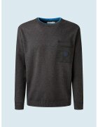 Pepe Jeans London Pulover tricotat fin cu buzunar pe piept - Gri antracit