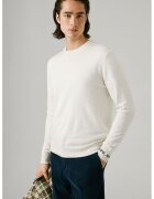 Pepe Jeans London Pulover uni cu margini striate - Alb fildes
