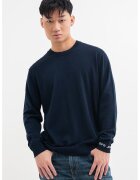 Pepe Jeans London Pulover uni cu margini striate - Bleumarin