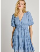 Pepe Jeans London Rochie cu decolteu in V si maneci bufante - Albastru lavanda