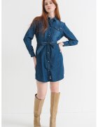 Pepe Jeans London Rochie de denim cu maneci lungi - Albastru inchis