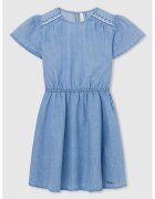Pepe Jeans London Rochie din denim cu decupaj pe partea din spate - Albastru