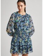 Pepe Jeans London Rochie evazata cu model floral - Galben/Albastru