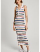 Pepe Jeans London Rochie fara maneci cu model in dungi si guler - Multicolor