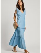 Pepe Jeans London Rochie maxi cu decolteu in V - Albastru deschis