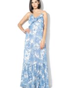 Pepe Jeans London Rochie maxi vaporoasa cu model floral Olivia - Albastru prafuit