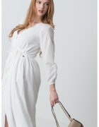 Pepe Jeans London Rochie midi cu croiala evazata - Alb