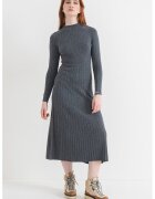 Pepe Jeans London Rochie midi cu guler inalt - Gri inchis melange