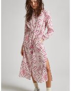 Pepe Jeans London Rochie midi cu model si slituri laterale - Alb murdar/Roz