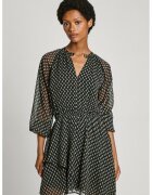 Pepe Jeans London Rochie mini evazata cu model - Negru/Albastru deschis