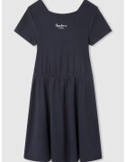 Pepe Jeans London Rochie-tricou evazata cu decupaj pe partea din spate Olya - Albastru ultramarin