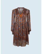 Pepe Jeans London Rochie-tunica cu model floral - Maro scortisoara/Albastru deschis