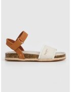 Pepe Jeans London Sandale cu varf rotund si velcro - Alb fildes/Maro inchis