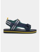 Pepe Jeans London Sandale de material textil cu velcro - Verde/Galben/Bleumarin
