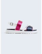 Pepe Jeans London Sandale de piele ecologica cu logo - Roz/Albastru