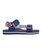 Pepe Jeans London Sandale textile cu velcro - Albastru petrol