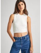 Pepe Jeans London Top crop tricotat - Alb/Albastru