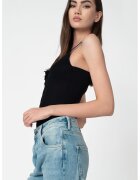 Pepe Jeans London Top cu striatii si snururi Donna - Negru