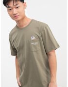 Pepe Jeans London Tricou cu decolteu la baza gatului si buzunar pe piept - Verde feriga