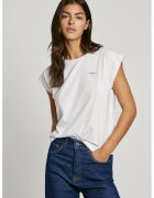 Pepe Jeans London Tricou cu decolteu la baza gatului si logo - Alb
