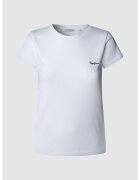 Pepe Jeans London Tricou cu decolteu la baza gatului si logo brodat - Alb optic