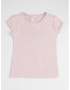 Pepe Jeans London Tricou cu decolteu la baza gatului si logo stralucitor - Roz prafuit