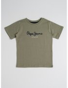 Pepe Jeans London Tricou cu imprimeu logo - Alb/Negru/Kaki