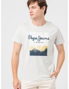 Pepe Jeans London Tricou cu imprimeu logo Roslyn - Gri melange/Kaki/Bleumarin
