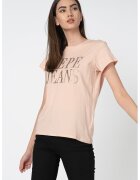 Pepe Jeans London Tricou cu imprimeu stralucitor Lucila - Piersica