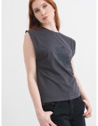Pepe Jeans London Tricou cu logo din strasuri Beria - Gri inchis