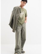 Pepe Jeans London Tricou de bumbac cu logo - Alb murdar/Verde feriga/Bej deschis