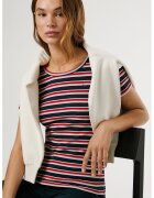 Pepe Jeans London Tricou din amestec de bumbac cu model in dungi - Rosu/Alb/Albastru ultramarin