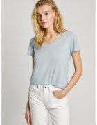 Pepe Jeans London Tricou din bumbac cu decolteu in V - Albastru pastel