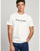 Pepe Jeans London Tricou din bumbac cu imprimeu logo - Negru stins/Alb murdar