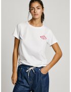 Pepe Jeans London Tricou din bumbac cu imprimeu pe partea din spate - Rosu/Alb/Roz