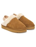 Pepe Jeans Papuci dama model 879 Dissy Tape - piele naturala - culoare cognac maro