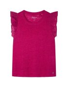 Pepe Jeans Tricou din in cu maneci cu volane -
