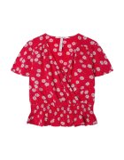 Pepe Jeans Tricou model petrecut cu imprimeu floral - Rosu