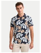 Petrol Industries Tricou barbati bleumarin - bumbac - imprimeu floral