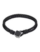 Philipp Blanc Bratara de piele cu model - Negru