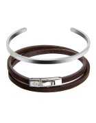 Philipp Blanc Set de bratara de piele si bratara rigida metalica